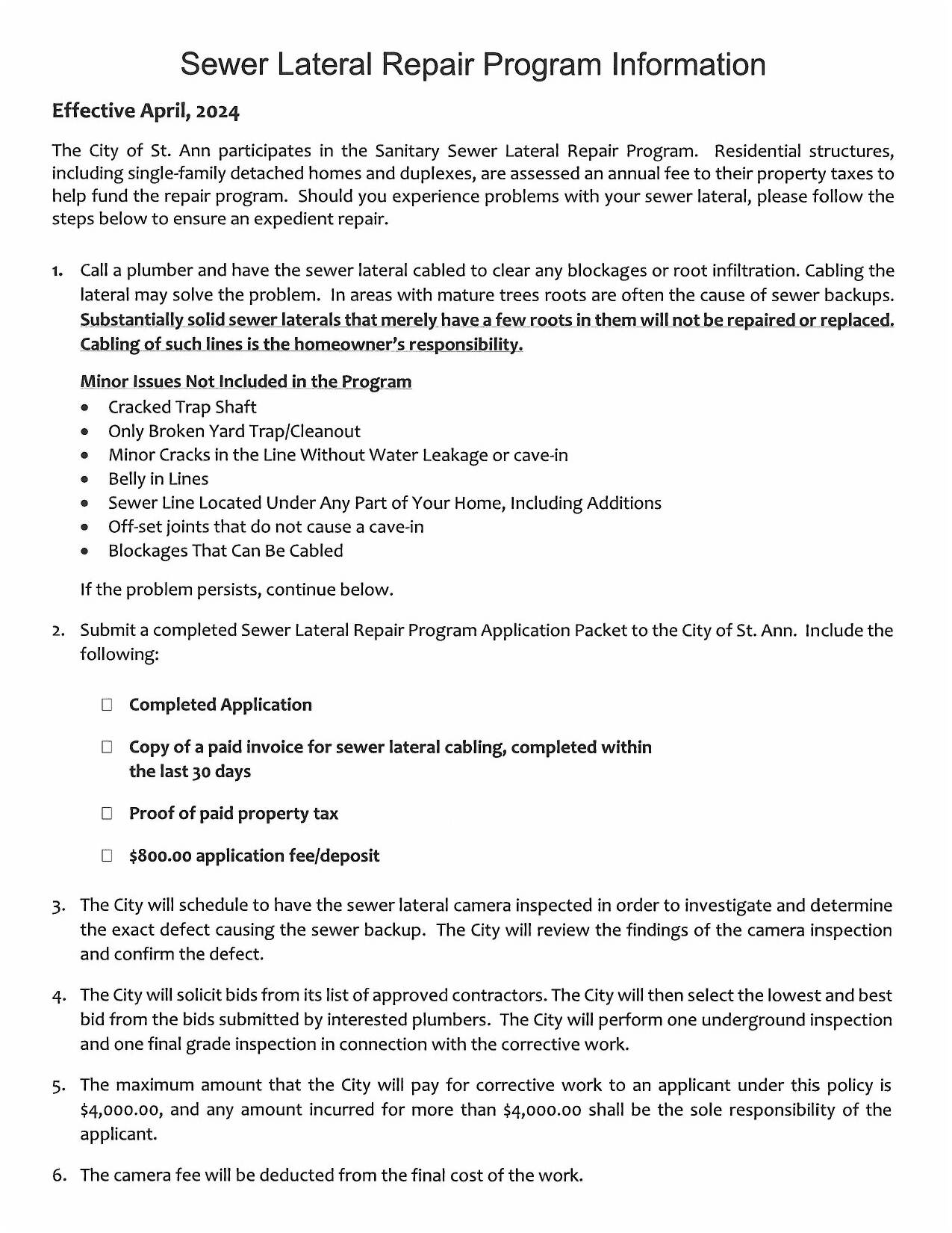 Sewer Lateral Repair Program1