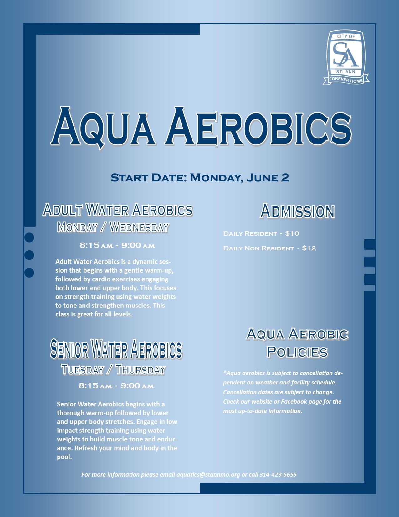 Aqua Aerobics Flyer 2025
